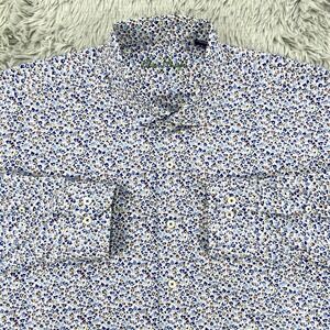 Alan Flusser Shirt Men's XXL‎ Floral AOP Long Sleeve Button Up Cutaway Collar